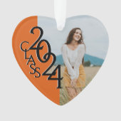 Orange Classe 2024 Diplôme Photo Ornament (devant)
