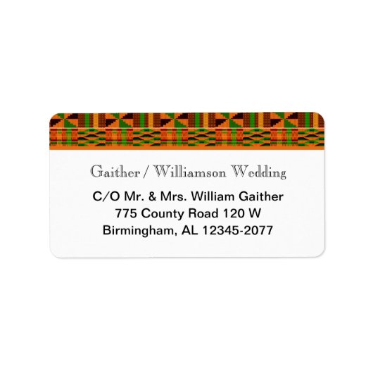 Orange Classic Kente RSVP Étiquettes de retour (Devant)