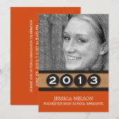 Orange Classy Keys Graduation Invitation (Devant / Derrière)