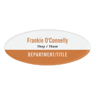 Orange Clean Personal Pronouns Employee Naambadge