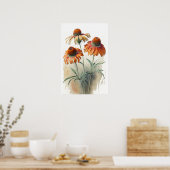 Orange Coneflowers Art Print Poster (Cuisine)