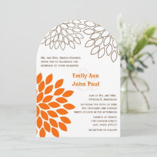 Orange Coral Floral Dahlia Invitations de mariage