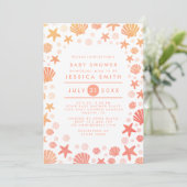 Orange-Coral Sea Thèmes Baby shower Invitation (Debout devant)