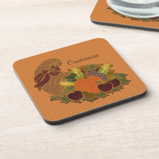 Orange Cornucopia Dessous de verre d'automne (Côté gauche)