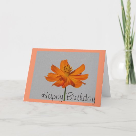 Orange Cosmos Bonne Carte de voeux Anniversaire (Devant)
