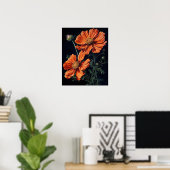 Orange Cosmos Fleurs Art Imprimer Poster (Bureau à domicile)