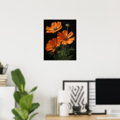 Orange Cosmos Fleurs Art Imprimer Poster (Bureau à domicile)
