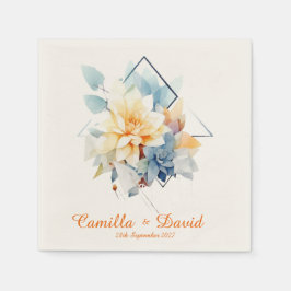 Orange Cub-Flower: Personalized Wedding Napkins Servet