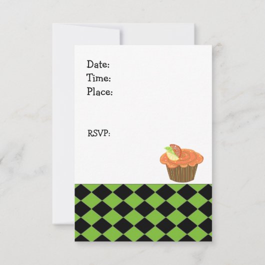 Orange Cupcake Invitation d'anniversaire (Dos)