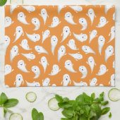 Orange Cute Ghosts Halloween Serviette de cuisine (Plié)