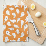 Orange Cute Ghosts Halloween Serviette de cuisine<br><div class="desc">Un rassemblement de fantômes pas si éffrayants tournoient à travers cette serviette de cuisine orange donnant à votre maison ou bureau une pop amusante de plaisir fantôme pour le mois d'Octobre et la saison d'Halloween.</div>