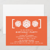 Orange D20 Dice Gamer Invitation de fête d'anniver (Devant / Derrière)