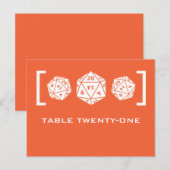 Orange D20 Dice Gamer Numéro de table Carte postal (Devant / Derrière)