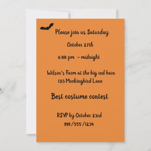 Orange Dachshund Sorcière Halloween Invitations (Dos)