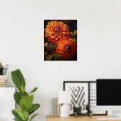 Orange Dahlia Fleurs Art Imprimer Poster (Bureau à domicile)