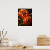 Orange Dahlia Fleurs Art Imprimer Poster (Cuisine)