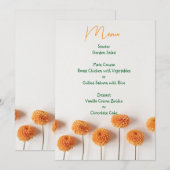 Orange Dahlia Wedding Menu – Warm Floral Elegance (Devant / Derrière)