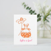 Orange Daisy Bunny invitation anniversaire (Debout devant)
