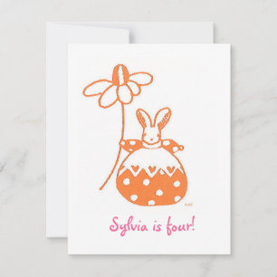 Orange Daisy Bunny invitation anniversaire