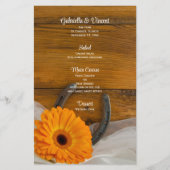 Orange Daisy Horseshoe Western Mariage Menu (Devant)