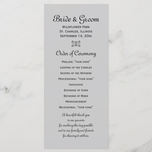 Orange Daisy in Vase Wedding Programme (Dos)
