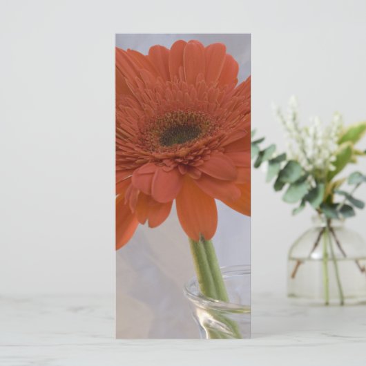 Orange Daisy in Vase Wedding Programme (Debout devant)