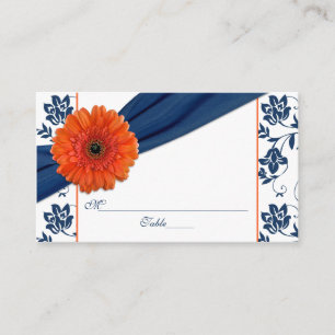 Orange Daisy Marine Bleu Floral Mariage Cartes de