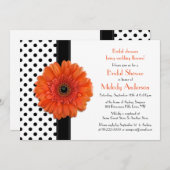 Orange Daisy Polka Dot Bridal Showbale Invitation (Devant / Derrière)