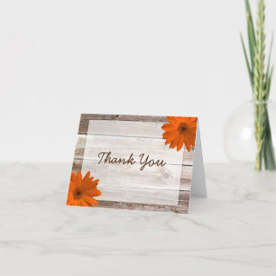 Orange Daisy Rustic Barn Merci en bois