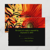 Orange Daisy Wedding RSVP (Devant / Derrière)