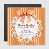 Orange Daisy Wreath Birthday Invitation Magnetic  Magnetische Uitnodiging (Voorkant / Achterkant)