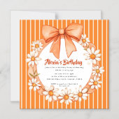 Orange Daisy Wreath Birthday Invitation Magnetic  Magnetische Uitnodiging (Voorkant)