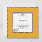 Orange Damask avec Pewter U.K. Faire-part de maria (Devant)