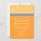 Orange Damask Faire-part de mariage magnétique (Recto)