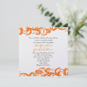 Orange Damask Monogramme Faire-part de mariage (Debout devant)