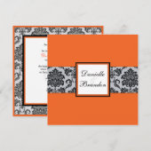Orange Damask Monogramme Faire-part de mariage (Devant / Derrière)