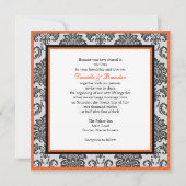 Orange Damask Monogramme Faire-part de mariage (Dos)