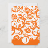 Orange Damask Monogramme Faire-part de mariage (Dos)