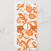 Orange Damask Monogramme Faire-part de mariage (Dos)