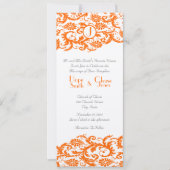 Orange Damask Monogramme Faire-part de mariage (Devant)