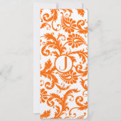 Orange Damask Monogramme Faire-part de mariage (Dos)