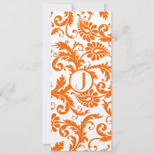 Orange Damask Monogramme Faire-part de mariage (Dos)
