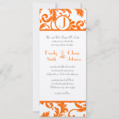Orange Damask Monogramme Faire-part de mariage (Devant)