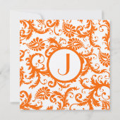 Orange Damask Monogramme Faire-part de mariage (Dos)