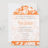 Orange Damask Monogramme Faire-part de mariage (Devant)