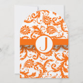 Orange Damask Monogramme Faire-part de mariage (Dos)