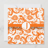 Orange Damask Monogramme Faire-part de mariage (Dos)