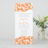 Orange Damask Monogramme Faire-part de mariage (Debout devant)