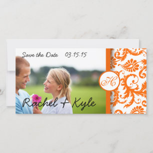 Orange Damask Swirls Save the Date Photo