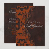 Orange Damask Western Rehearsdinner Invitations (Devant / Derrière)